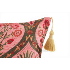 Turkish Fabric Pillow Cover 12x20, Pale Pink Boho Throw Pillow, Morocco Tulip Pattern Decorative Sofa Accent Ethnic Cushion Case