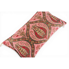 Turkish Fabric Pillow Cover 12x20, Pale Pink Boho Throw Pillow, Morocco Tulip Pattern Decorative Sofa Accent Ethnic Cushion Case