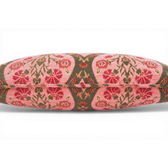 Turkish Fabric Pillow Cover 12x20, Pale Pink Boho Throw Pillow, Morocco Tulip Pattern Decorative Sofa Accent Ethnic Cushion Case