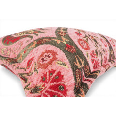 Turkish Fabric Pillow Cover 12x20, Pale Pink Boho Throw Pillow, Morocco Tulip Pattern Decorative Sofa Accent Ethnic Cushion Case