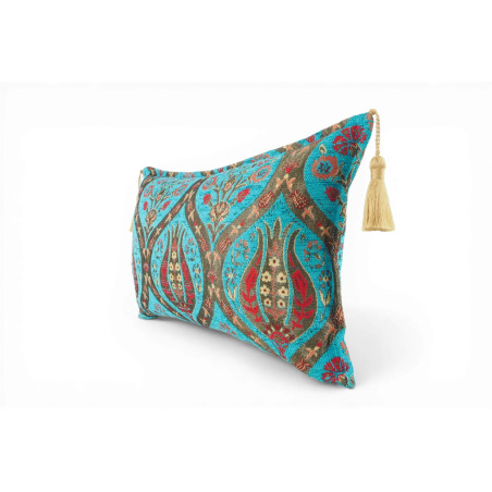 Fabric Pillow,Fabric Pillow 12x20,Turquoise Blue Morocco Pattern Tulip Turkish Fabric Pillow,Decorative Pillow,Bohemian Pillow