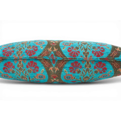 Turkish Fabric Pillow Cover 12x20, Turquoise Blue Boho Throw Pillow, Morocco Tulip Pattern Decorative Sofa Accent Ethnic Cushion
