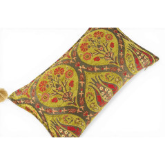 Turkish Fabric Pillow Cover 12x20, Pistachio Green Boho Throw Pillow,Morocco Tulip Pattern Decorative Sofa Accent Ethnic Cushion