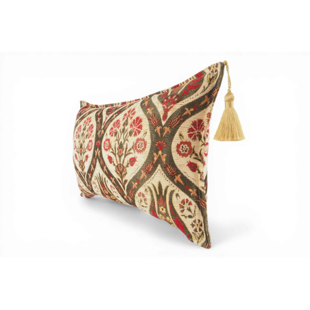 Fabric Pillow, Fabric Pillow 12x20, Beige Morocco Pattern Tulip Turkish Fabric Pillow, Decorative Pillow, Bohemian Pillow