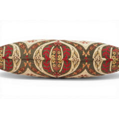 Turkish Fabric Pillow Cover 12x20, Beige Boho Throw Pillow, Morocco Tulip Pattern Decorative Sofa Accent Ethnic Cushion Case