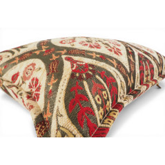Turkish Fabric Pillow Cover 12x20, Beige Boho Throw Pillow, Morocco Tulip Pattern Decorative Sofa Accent Ethnic Cushion Case