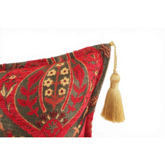 Turkish Fabric Pillow Cover 12x20, Red Boho Throw Pillow, Morocco Tulip Pattern Decorative Sofa Accent Ethnic Cushion Case