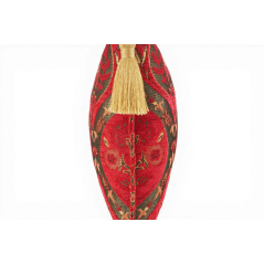 Turkish Fabric Pillow Cover 12x20, Red Boho Throw Pillow, Morocco Tulip Pattern Decorative Sofa Accent Ethnic Cushion Case