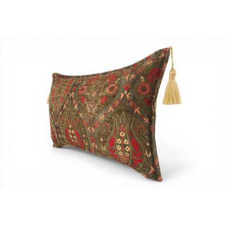 Fabric Pillow, Fabric Pillow 12x20, Moss Green Morocco Pattern Tulip Turkish Fabric Pillow, Decorative Pillow, Bohemian Pillow
