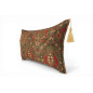 Turkish Fabric Pillow Cover 12x20, Moss Green Boho Throw Pillow, Morocco Tulip Pattern Decorative Sofa Accent Ethnic Cushion