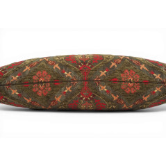 Turkish Fabric Pillow Cover 12x20, Moss Green Boho Throw Pillow, Morocco Tulip Pattern Decorative Sofa Accent Ethnic Cushion