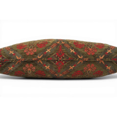 Turkish Fabric Pillow Cover 12x20, Moss Green Boho Throw Pillow, Morocco Tulip Pattern Decorative Sofa Accent Ethnic Cushion