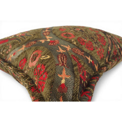 Turkish Fabric Pillow Cover 12x20, Moss Green Boho Throw Pillow, Morocco Tulip Pattern Decorative Sofa Accent Ethnic Cushion