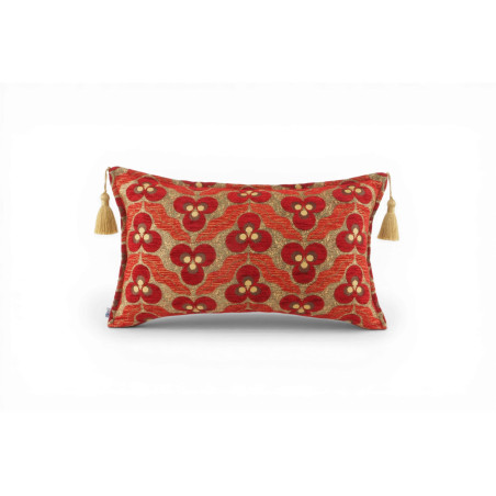 red fabric cushion cover