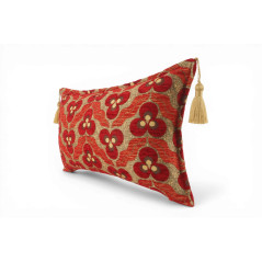 Turkish Fabric Pillow Cover 12x20, Red Boho Throw Pillow, Tigers Eye Pattern Decorative Sofa Accent Ethnic Cushion Case