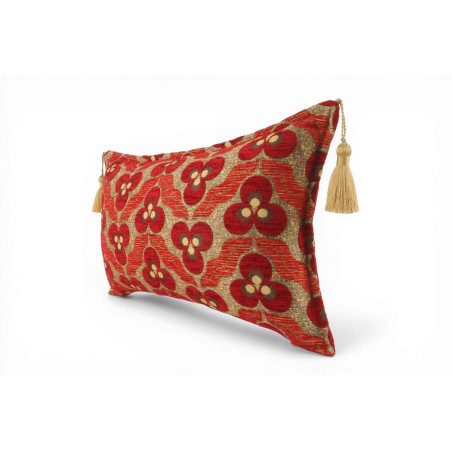 Turkish Fabric Pillow Cover 12x20, Red Boho Throw Pillow, Tigers Eye Pattern Decorative Sofa Accent Ethnic Cushion Case
