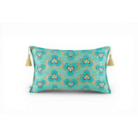 Fabric Pillow, Fabric Pillow 12x20, Turquoise Blue Tiger Eyes Pattern Turkish Fabric Pillow Cover, Decorative Bohemian Pillow