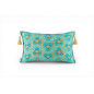 Turkish Fabric Pillow Cover 12x20, Turquoise Blue Boho Throw Pillow, Tigers Eye Pattern Decorative Sofa Accent Ethnic Cushion