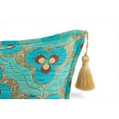 Turkish Fabric Pillow Cover 12x20, Turquoise Blue Boho Throw Pillow, Tigers Eye Pattern Decorative Sofa Accent Ethnic Cushion