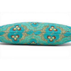 Turkish Fabric Pillow Cover 12x20, Turquoise Blue Boho Throw Pillow, Tigers Eye Pattern Decorative Sofa Accent Ethnic Cushion