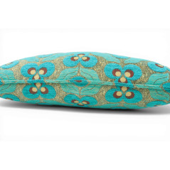 Turkish Fabric Pillow Cover 12x20, Turquoise Blue Boho Throw Pillow, Tigers Eye Pattern Decorative Sofa Accent Ethnic Cushion