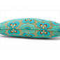 Turkish Fabric Pillow Cover 12x20, Turquoise Blue Boho Throw Pillow, Tigers Eye Pattern Decorative Sofa Accent Ethnic Cushion