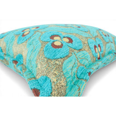 Turkish Fabric Pillow Cover 12x20, Turquoise Blue Boho Throw Pillow, Tigers Eye Pattern Decorative Sofa Accent Ethnic Cushion