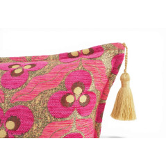 Turkish Fabric Pillow Cover 12x20, Mazenda Pink Boho Throw Pillow, Tigers Eye Pattern Decorative Sofa Accent Ethnic Cushion Case