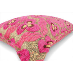 Turkish Fabric Pillow Cover 12x20, Mazenda Pink Boho Throw Pillow, Tigers Eye Pattern Decorative Sofa Accent Ethnic Cushion Case