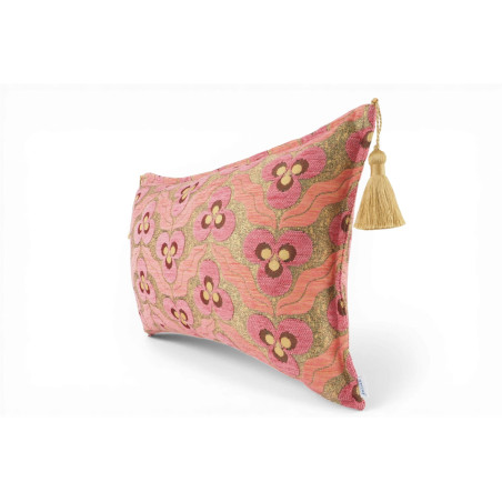Turkish Fabric Pillow Cover 12x20, Pale Pink Boho Throw Pillow, Tigers Eye Pattern Decorative Sofa Accent Ethnic Cushion Case