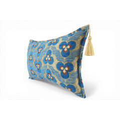 Turkish Fabric Pillow Cover 12x20, Royal Blue Boho Throw Pillow, Tigers Eye Pattern Decorative Sofa Accent Ethnic Cushion Case