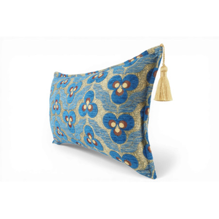 Turkish Fabric Pillow Cover 12x20, Royal Blue Boho Throw Pillow, Tigers Eye Pattern Decorative Sofa Accent Ethnic Cushion Case