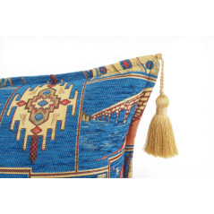 Turkish Fabric Pillow Cover 12x20, Royal Blue Boho Throw Pillow, Dream Pattern Decorative Sofa Accent Ethnic Cushion Case