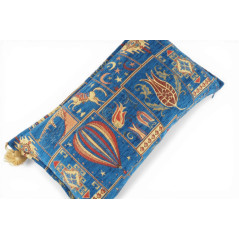Turkish Fabric Pillow Cover 12x20, Royal Blue Boho Throw Pillow, Dream Pattern Decorative Sofa Accent Ethnic Cushion Case