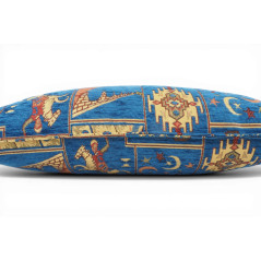 Turkish Fabric Pillow Cover 12x20, Royal Blue Boho Throw Pillow, Dream Pattern Decorative Sofa Accent Ethnic Cushion Case