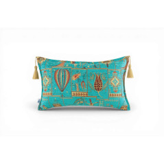 Turkish Fabric Pillow Cover 12x20, Beige Boho Throw Pillow, Dream Pattern Decorative Sofa Accent Ethnic Cushion Case