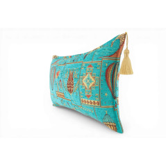 Turkish Fabric Pillow Cover 12x20, Beige Boho Throw Pillow, Dream Pattern Decorative Sofa Accent Ethnic Cushion Case