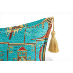 Turkish Fabric Pillow Cover 12x20, Beige Boho Throw Pillow, Dream Pattern Decorative Sofa Accent Ethnic Cushion Case