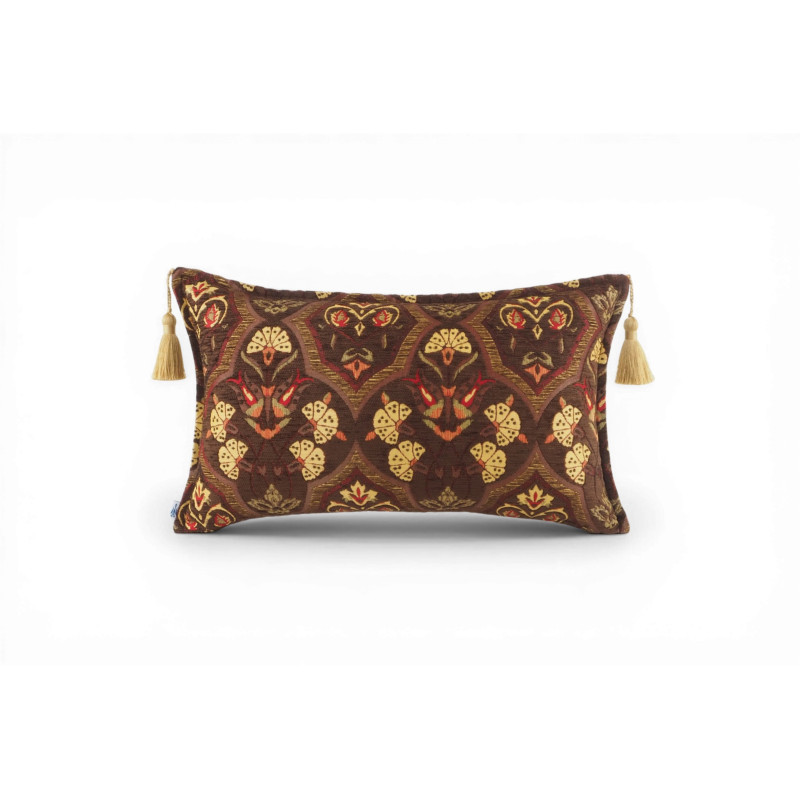 Turkish Fabric Pillow Cover 12x20, Brown Boho Throw Pillow, Carnation Pattern Decorative Sofa Accent Ethnic Cushion Case Turkish Fabric Pillow Cover 12x20, Brown Boho Throw Pillow, Carnation Pattern Decorative Sofa Accent Ethnic Cushion Case
