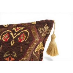 Turkish Fabric Pillow Cover 12x20, Brown Boho Throw Pillow, Carnation Pattern Decorative Sofa Accent Ethnic Cushion Case