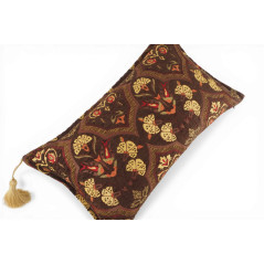 Turkish Fabric Pillow Cover 12x20, Brown Boho Throw Pillow, Carnation Pattern Decorative Sofa Accent Ethnic Cushion Case