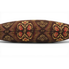Turkish Fabric Pillow Cover 12x20, Brown Boho Throw Pillow, Carnation Pattern Decorative Sofa Accent Ethnic Cushion Case