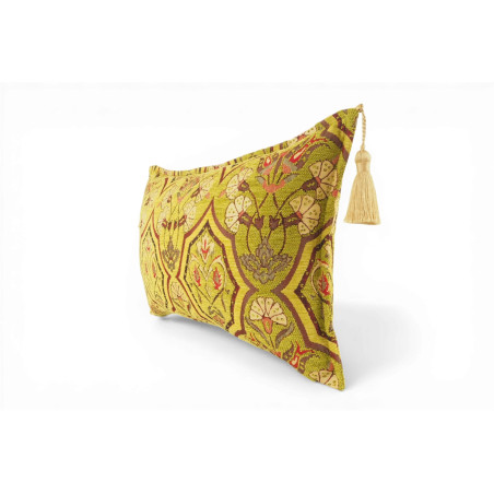 Fabric Pillow, Fabric Pillow 12x20, PIstachio Green Carnation Pattern Turkish Fabric Pillow, Decorative Pillow, Bohemian Pillow