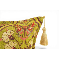 Turkish Fabric Pillow Cover 12x20, Pistachio Green Boho Throw Pillow, Carnation Pattern Decorative Sofa Accent Ethnic Cushion