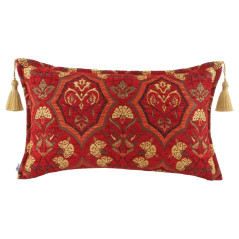 Fabric Pillow, Fabric Pillow 12x20, Red Carnation Pattern Turkish Fabric Pillow,Decorative Pillow, Throw Pillow,Bohemian Pillow