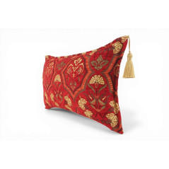 Fabric Pillow, Fabric Pillow 12x20, Red Carnation Pattern Turkish Fabric Pillow,Decorative Pillow, Throw Pillow,Bohemian Pillow