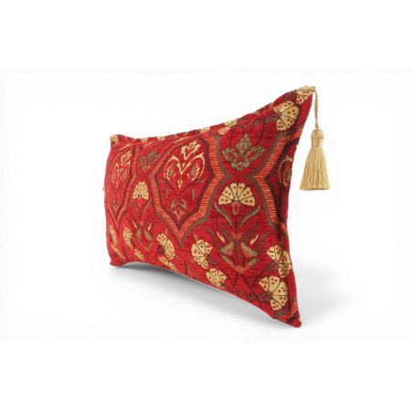 Fabric Pillow, Fabric Pillow 12x20, Red Carnation Pattern Turkish Fabric Pillow,Decorative Pillow, Throw Pillow,Bohemian Pillow