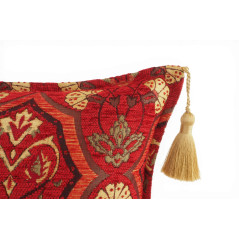 Turkish Fabric Pillow Cover 12x20, Red Boho Throw Pillow, Carnation Pattern Decorative Sofa Accent Ethnic Cushion Case