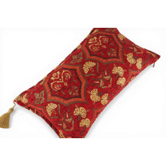 Turkish Fabric Pillow Cover 12x20, Red Boho Throw Pillow, Carnation Pattern Decorative Sofa Accent Ethnic Cushion Case