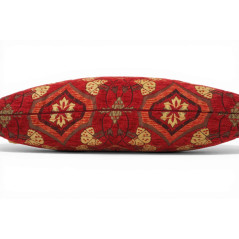 Turkish Fabric Pillow Cover 12x20, Red Boho Throw Pillow, Carnation Pattern Decorative Sofa Accent Ethnic Cushion Case